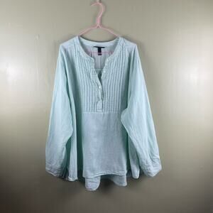 Lane Bryant 26/28 linen mix henley blouse